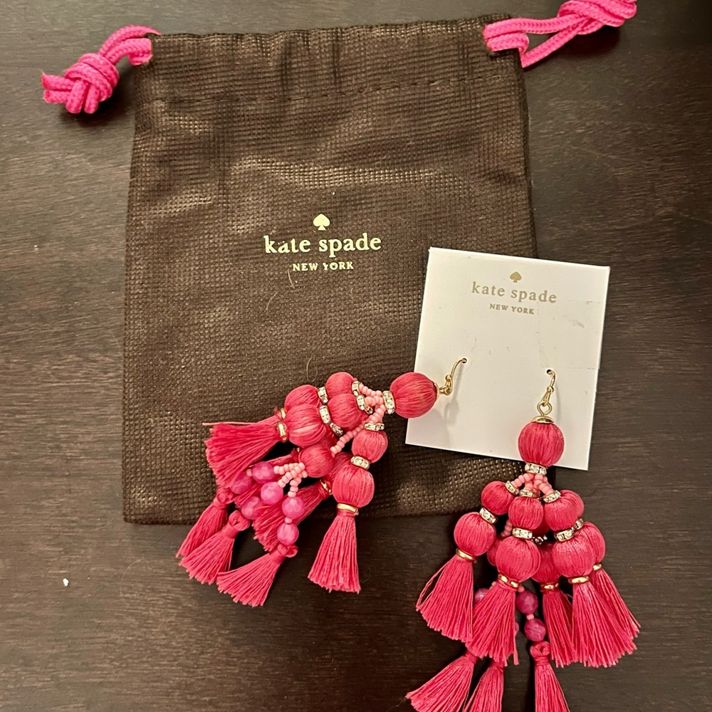 Kate Spade Pretty Poms Pink Tassel Earrings NWT
